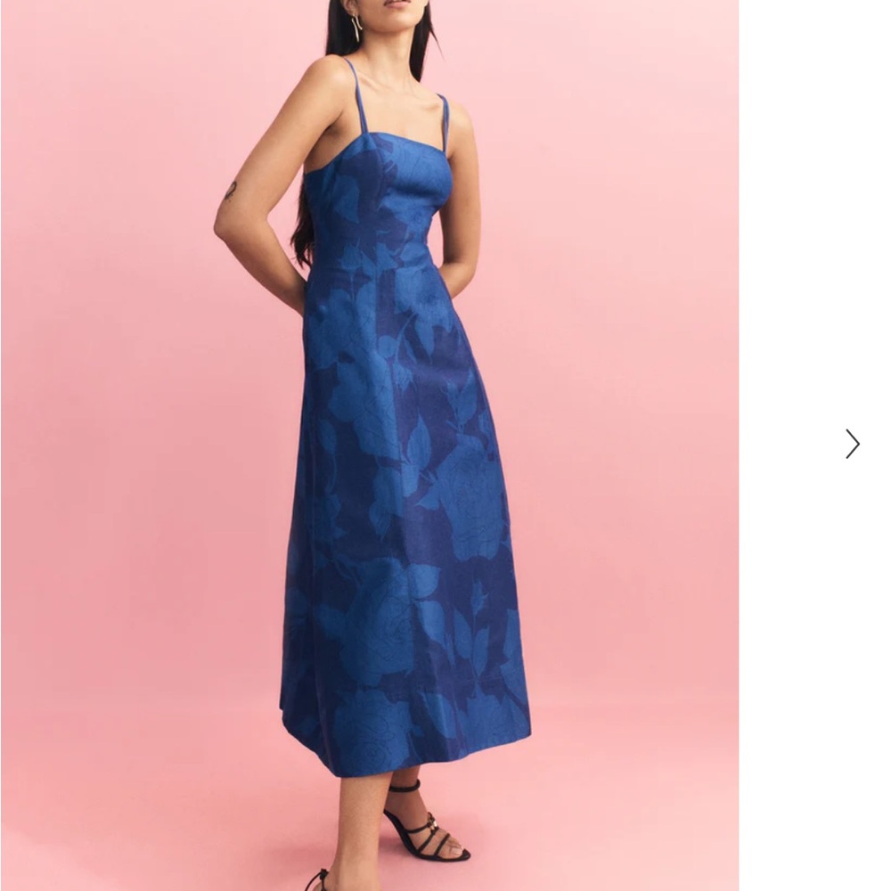 Aje Blue Floral Midi Dress